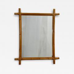 1960s Mid Century Modern Bamboo And Rattan Large Wall Mirror - 3401975