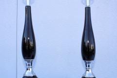 1960s Mid Century Modern Black Ceramic And Chrome Table Lamps - 1903195