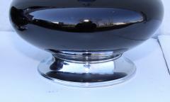 1960s Mid Century Modern Black Ceramic And Chrome Table Lamps - 1903198