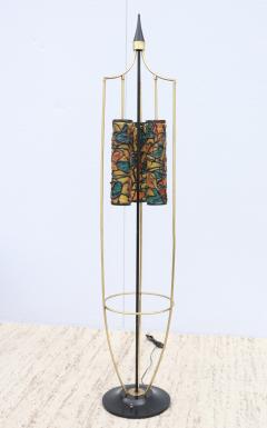 1960s Mid Century Modern Brass And Wood French Floor lamp - 3077800