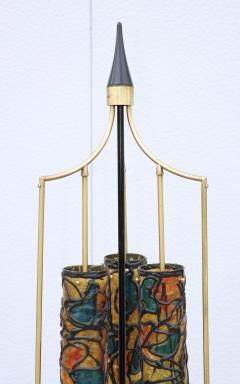 1960s Mid Century Modern Brass And Wood French Floor lamp - 3077801