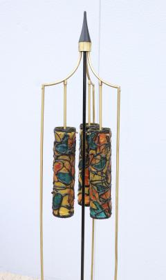 1960s Mid Century Modern Brass And Wood French Floor lamp - 3077803