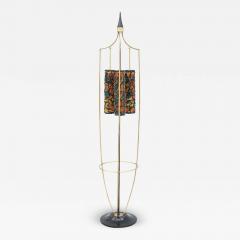 1960s Mid Century Modern Brass And Wood French Floor lamp - 3088741