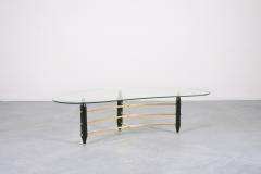 1960s Mid Century Modern Brass Glass Top Coffee Table - 2578983