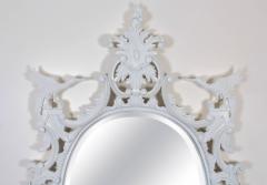 1960s Mid Century Modern Chinese Chippendale Oval Mirror Hand Carved - 4782340