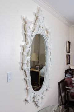 1960s Mid Century Modern Chinese Chippendale Oval Mirror Hand Carved - 4782341
