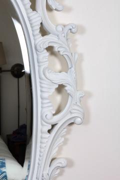 1960s Mid Century Modern Chinese Chippendale Oval Mirror Hand Carved - 4782344
