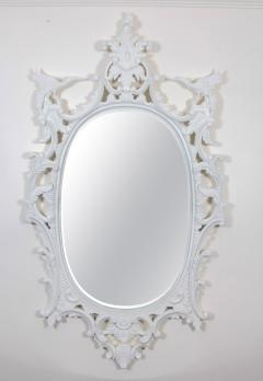 1960s Mid Century Modern Chinese Chippendale Oval Mirror Hand Carved - 4782347
