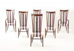 1960s Mid Century Modern High Back Italian Dining Chairs Set Of 6 - 4414735