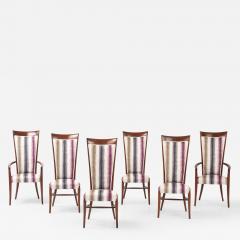 1960s Mid Century Modern High Back Italian Dining Chairs Set Of 6 - 4419476