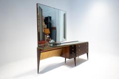 1960s Mid Century Modern Italian Wooden Dressing Table with Lighting Mirror - 2351052