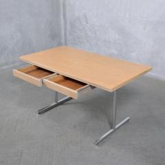 1960s Mid Century Modern Oak Desk with Chrome Legs - 3788227