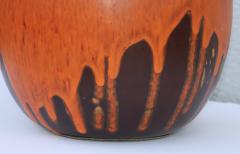 1960s Mid Century Modern Orange Lava Drip Glazed Table Lamp - 3973480