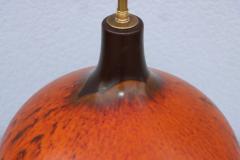 1960s Mid Century Modern Orange Lava Drip Glazed Table Lamp - 3973482