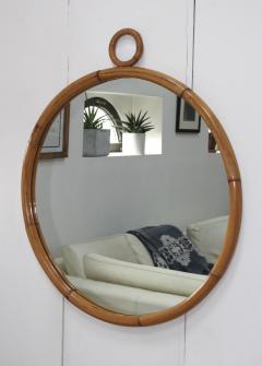 1960s Mid Century Modern Round Bamboo Wall Mirror - 1182964