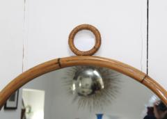 1960s Mid Century Modern Round Bamboo Wall Mirror - 1182966