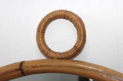 1960s Mid Century Modern Round Bamboo Wall Mirror - 1182968