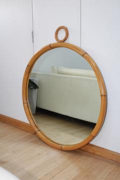 1960s Mid Century Modern Round Bamboo Wall Mirror - 1182971