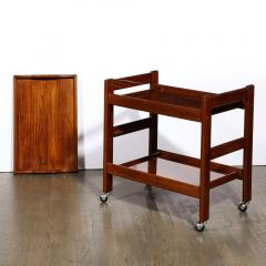 1960s Mid Century Modern Three Tier Bar Cart on Castors in Book Matched Walnut - 2909494