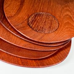 1960s Modern Five Teakwood Teardrop Breakfast Snack Plates Lunning INC Denmark - 2994912