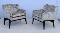 1960s Modern Floating Seat Lounge Chairs With Italian Velvet Upholstery - 3573311