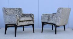 1960s Modern Floating Seat Lounge Chairs With Italian Velvet Upholstery - 3573312