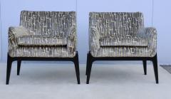 1960s Modern Floating Seat Lounge Chairs With Italian Velvet Upholstery - 3573313
