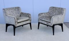 1960s Modern Floating Seat Lounge Chairs With Italian Velvet Upholstery - 3573314