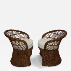 1960s Modern Italian Rattan Lounge Chairs - 3573846