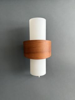 1960s Modern NX40 Wall Lamps Teak Glass Louis Kalff Philips Holland - 4341679