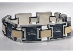 1960s Modernist 18K and Sterling Reversible Handmade Bracelet - 446243