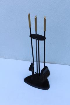 1960s Modernist Brass And Iron Fireplace Tools - 1754848