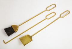 1960s Modernist Brass Fireplace Tools - 2925637