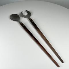 1960s Modernist Japanese Salad Server Set Utensils Stainless Steel - 2995183