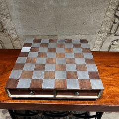 1960s Modernist Striking Chess Game Set Aluminum and Walnut Wood - 3047131