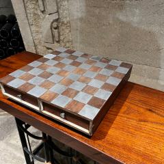 1960s Modernist Striking Chess Game Set Aluminum and Walnut Wood - 3047132