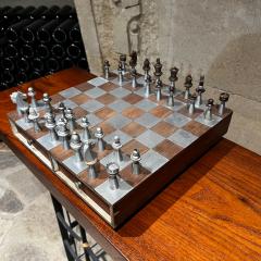 1960s Modernist Striking Chess Game Set Aluminum and Walnut Wood - 3047133