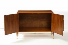 1960s Modernist Walnut And Brass 2 Door Cabinet - 2231398