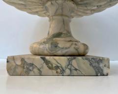 1960s Neoclassical Italian Carved Beige Marble Tazza Bowl with Green Pink Veins - 4168639