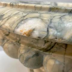 1960s Neoclassical Italian Carved Beige Marble Tazza Bowl with Green Pink Veins - 4168640