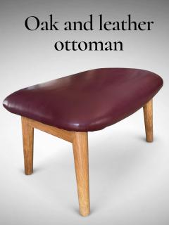 1960s Oak and leather Ottoman - 4304998