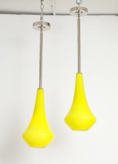 1960s Pair of Canary Yellow Glass Pendant lights  - 4021709