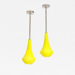 1960s Pair of Canary Yellow Glass Pendant lights  - 4023115