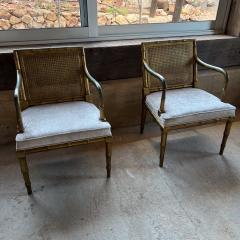 1960s Pair of Gilded Faux Bamboo Hollywood Regency Style Armchairs - 3417953