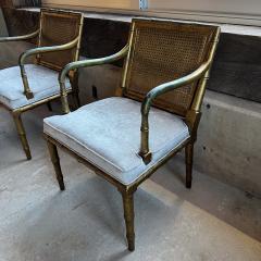 1960s Pair of Gilded Faux Bamboo Hollywood Regency Style Armchairs - 3417955