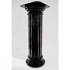 1960s Rare Pair of Italian Art Deco Black Glass Round Columns - 355304