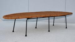 1960s Rattan With Iron Base Surfboard Coffee Table Made In Hong Kong - 4444704