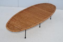 1960s Rattan With Iron Base Surfboard Coffee Table Made In Hong Kong - 4444706