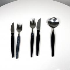 1960s Rostfri Gab Black and Stainless Flatware Set of 5 made Sweden - 3136711