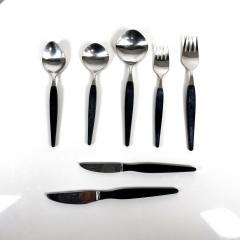 1960s Rostfri Gab Black and Stainless Flatware Set of 7 made Sweden - 3136100